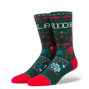Stance Slay Ride Green Christmas Men’s Crew Socks Size L NEW